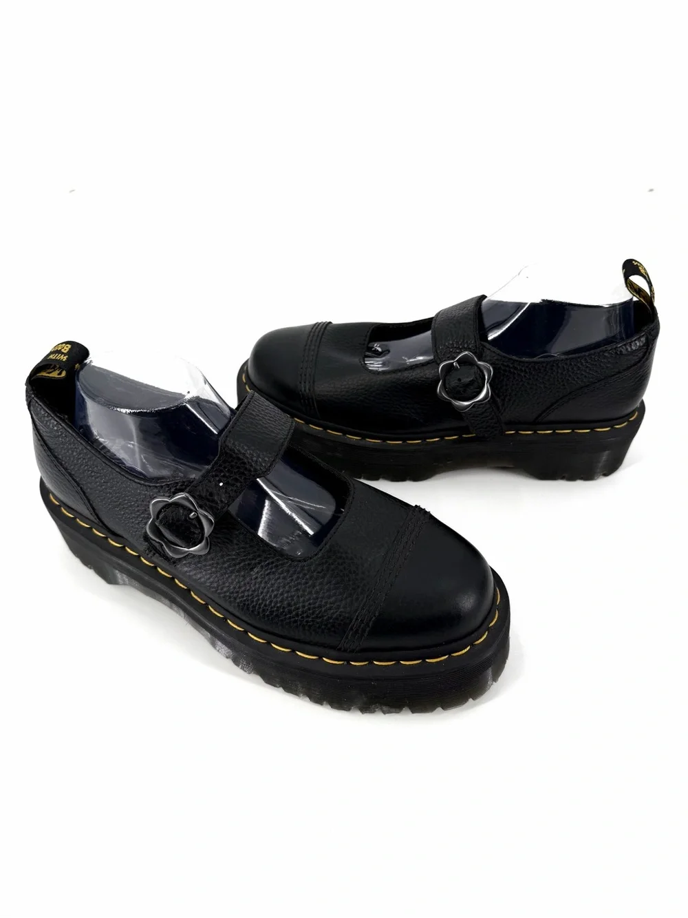 Dr. Martens NEW ADDINA Flower Buckle Nappa Milled Leather Platform Loafer Shoes